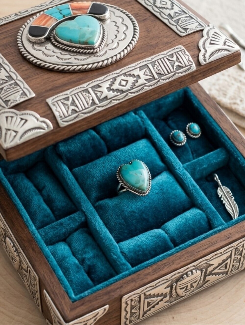 NWT Brand New Sterling Silver Kingman Turquoise Heart Statement Ring